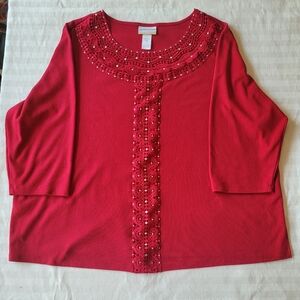 Alfred Dunner Elegant Red Women's Top Size 3XL